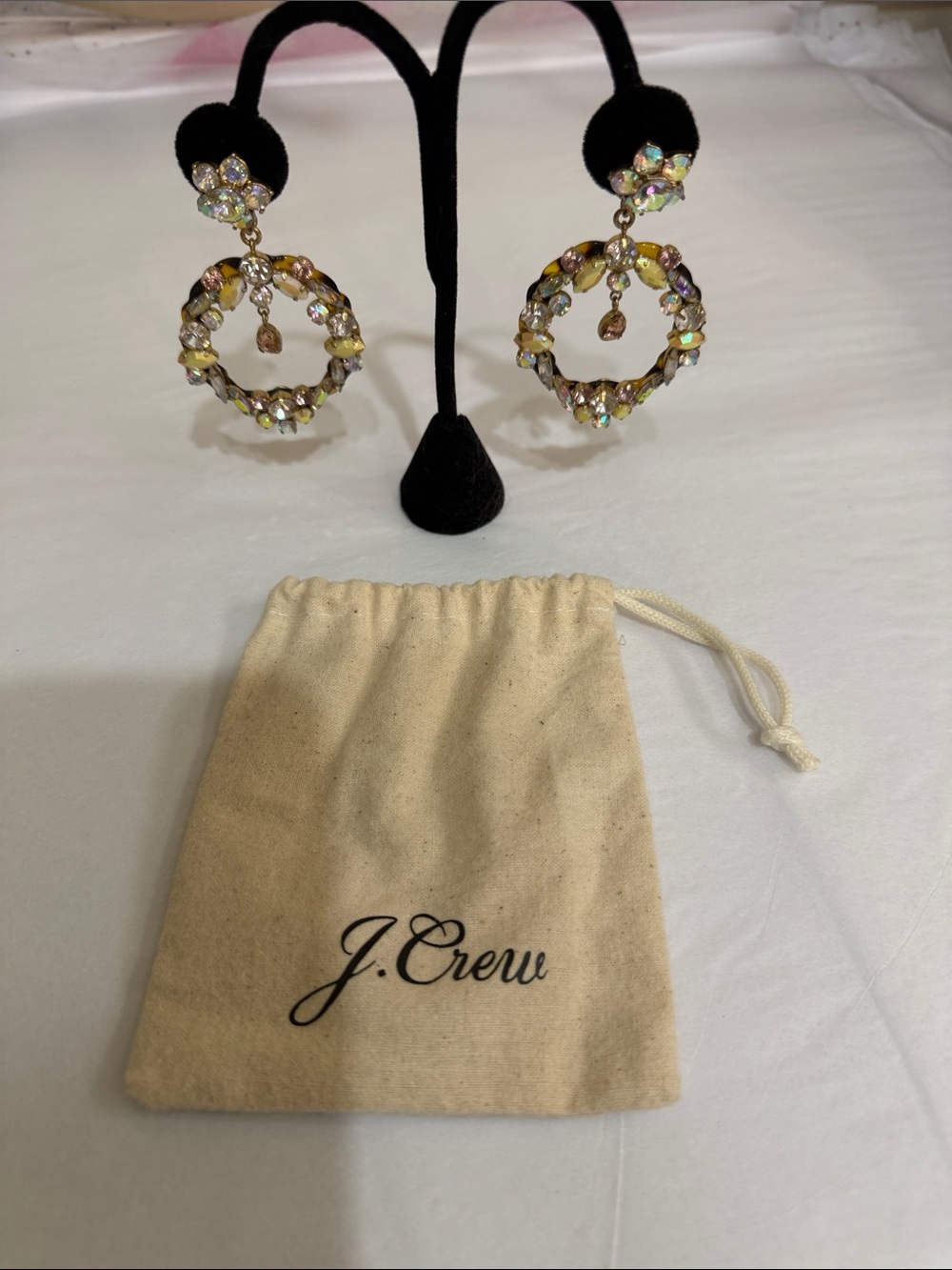 J. Crew Gold-Tone Hoop Earrings with Iridescent Crystal Accents